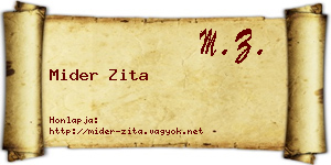 Mider Zita névjegykártya